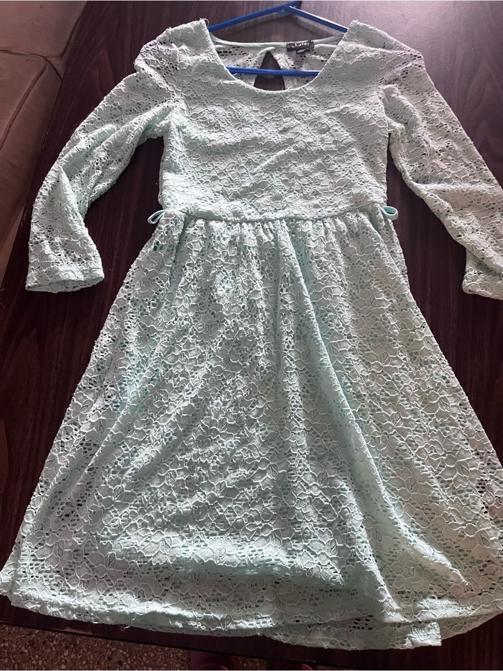 Justify Mint Lace Long-Sleeve Girls Dress